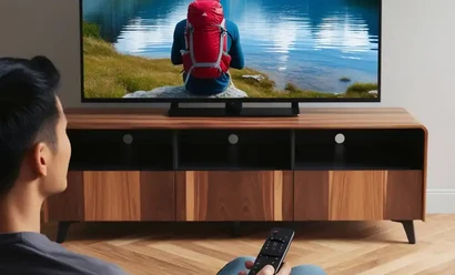 Film streaming and channel logos on a TV unit