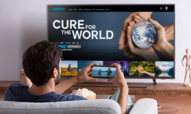 Modern Samsung Smart TV displaying an organized IPTV interface with Live TV, Movies, and Series categories, representing a successful Samsung Smart TV IPTV setup.
